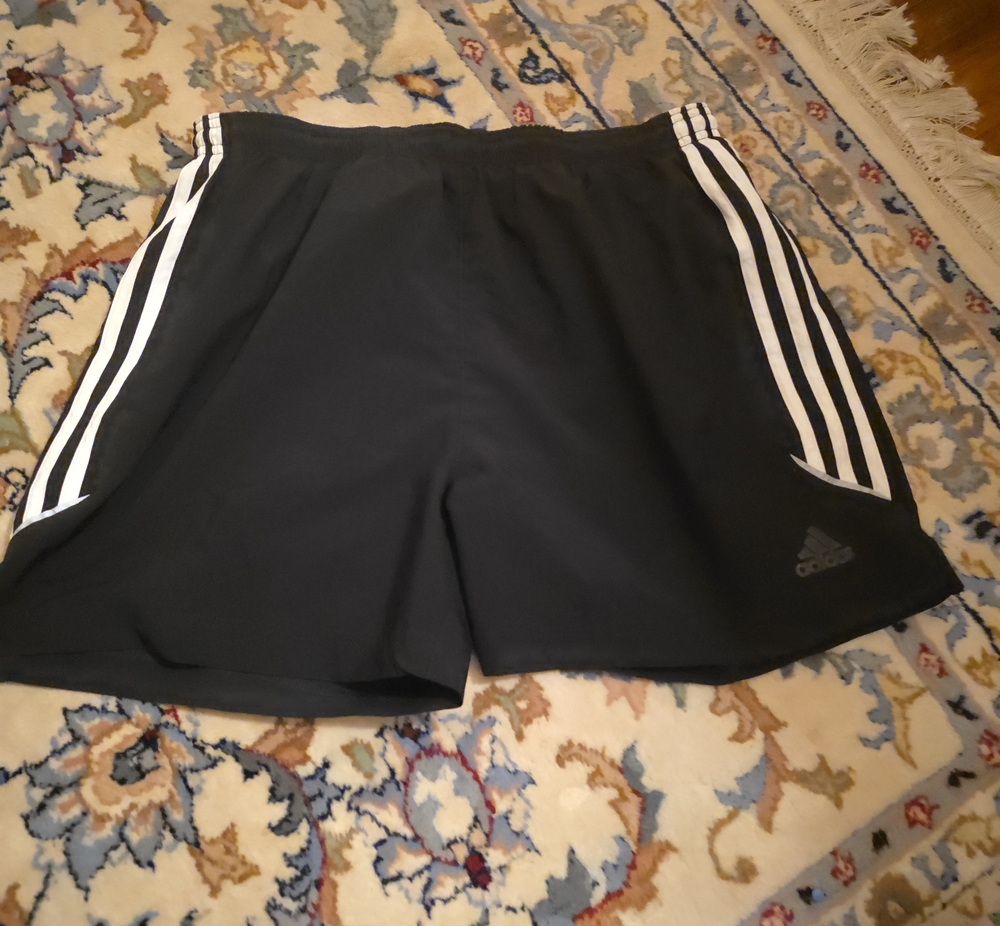 adidas Black Athletic Shorts with White Side Stripes